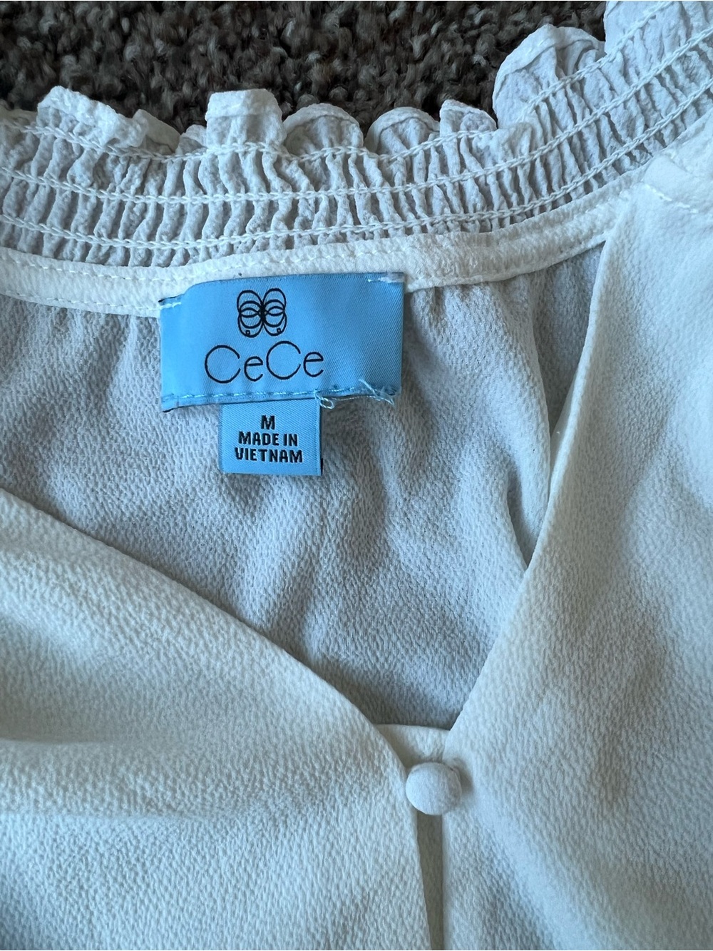 CeCe Cream Ruffled Neck Button-Front Girls' Blouse - Picture 4 of 6